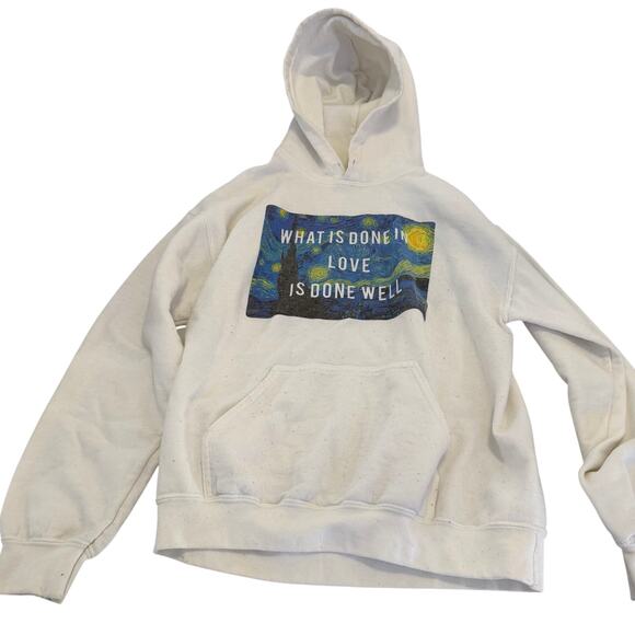 Van Gogh sweatshirt gently used artistic "What is done in love is done well" szM - Picture 2 of 8